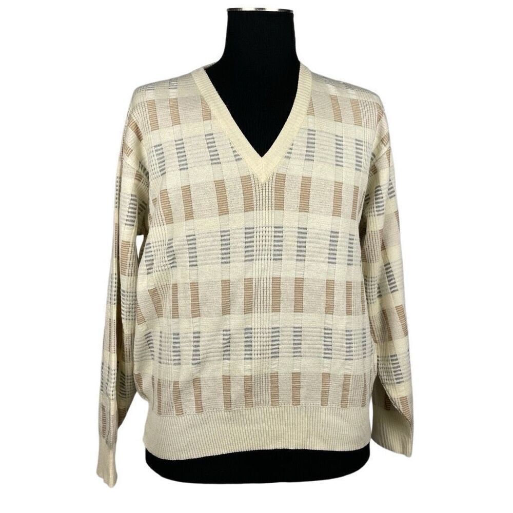 Vintage Countess Mara 100% Wool‎ V-Neck Layering Oversized Sweater - Men’s L
